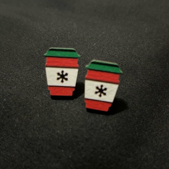 Christmas Coffee Earrings - Picture 3 of 3